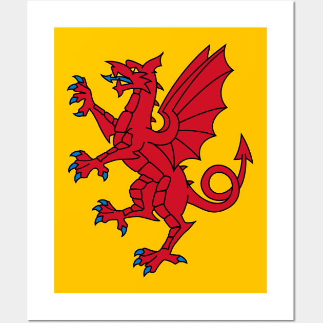 Somerset Flag - A Dragon Rampart on a Yellow Field Wall Art by SolarCross